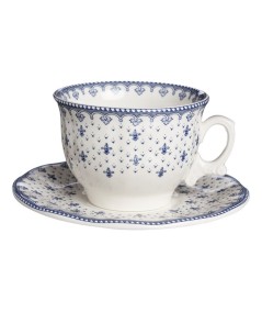 TAZA DE DESAYUNO CON PLATO FLOR DE LIS AZUL