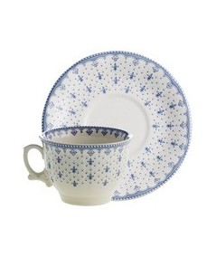 TAZA DE DESAYUNO CON PLATO FLOR DE LIS AZUL