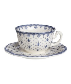 TAZA DE TE CON PLATO FLOR DE LIS AZUL