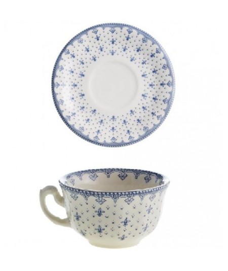 TAZA DE TE CON PLATO FLOR DE LIS AZUL