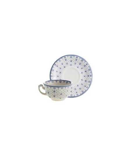 TAZA DE TE CON PLATO FLOR DE LIS AZUL