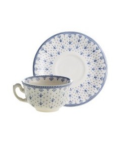 TAZA DE TE CON PLATO FLOR DE LIS AZUL