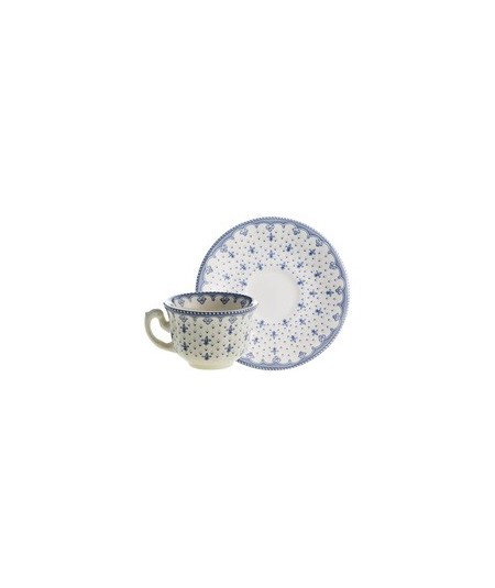 TAZA DE CAFE CON PLATO FLOR DE LIS AZUL