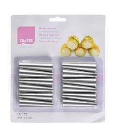 SET 12 MOLDES CANUTILLOS 6,5CM ACERO INOX