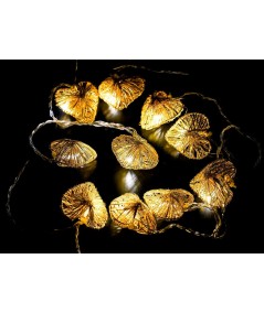 GUIRNALDA 10 LEDS CORAZÓN ORO METAL