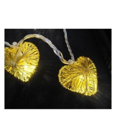 GUIRNALDA 10 LEDS CORAZÓN ORO METAL