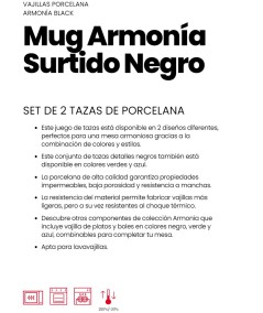 SET MUG ARMONIA NEGRO 0,36 LITROS IBILI 692001