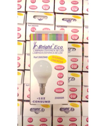 LED ESFERICA E14 6W 3000ºK